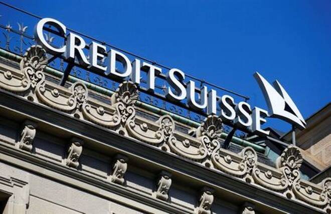 Logo of Swiss bank Credit Suisse is seen