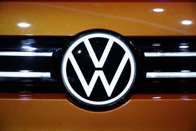 A Volkswagen logo is seen as it launches its ID.6