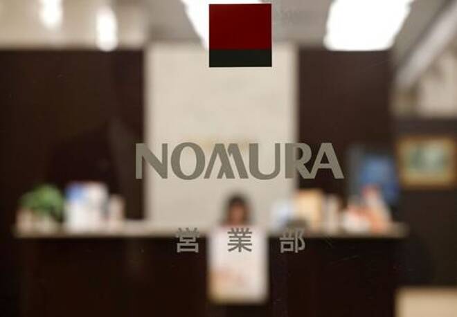 Logo of Nomura Securities is seen at the