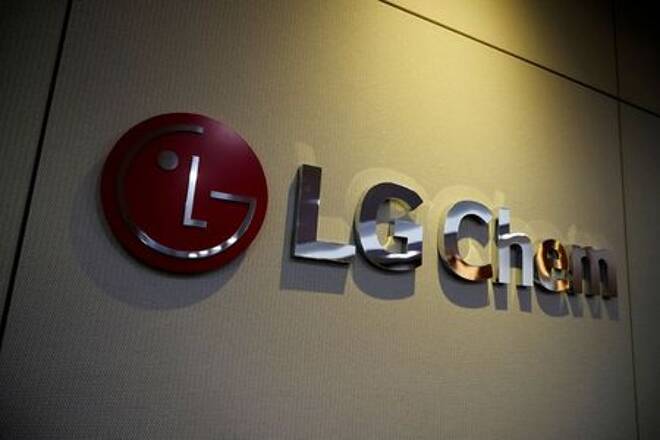 The logo of LG Chem is seen at