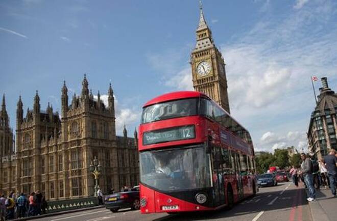 A Go-Ahead bus crosses Westminster Bridge in London