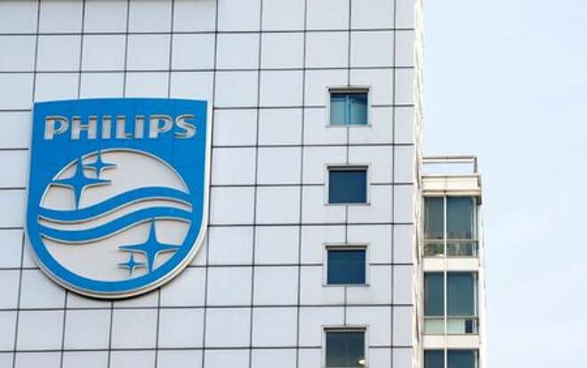 Logo of Dutch technology company Philips is seen
