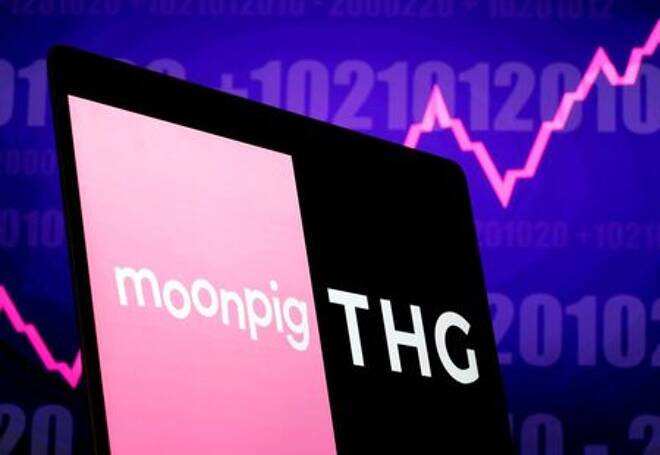 Moonpig and THG (The Hut Group) logos are