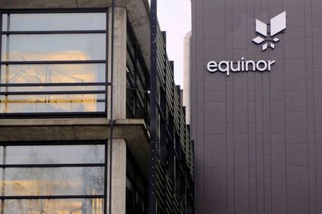 Equinor's logo is seen at the company's headquarters