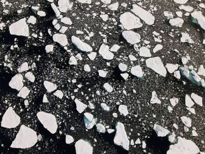 FILE PHOTO: An aerial view of floating ice in the Arctic Ocean
