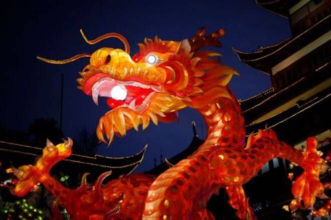 A dragon lantern is seen at Yuyuan Garden in downtown Shanghai