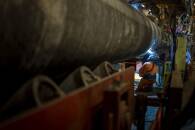 Specialists finish the construction of the Nord Stream 2 gas subsea pipeline in the Baltic Sea