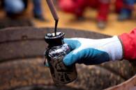 FILE PHOTO: A worker collects a crude oil sample at an oil well operated by Venezuela's state oil company PDVSA in Morichal