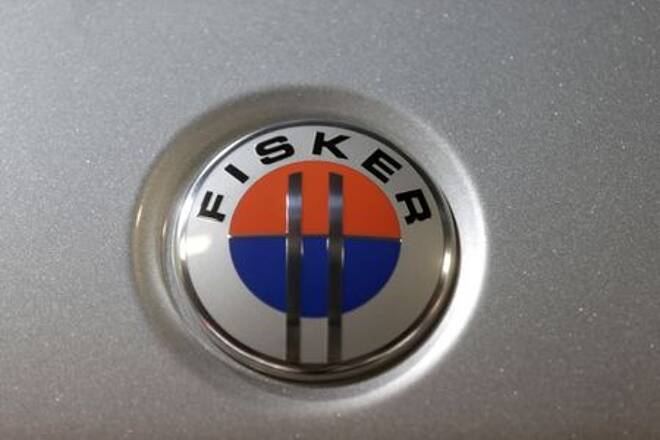 Fisker logo is seen on a Fisker Karma