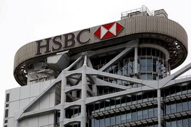 Logo of HSBC is seen on its headquarters