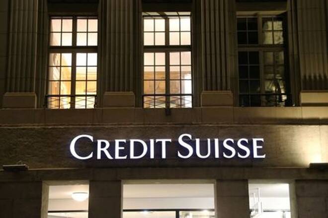 The logo of Swiss bank Credit Suisse is