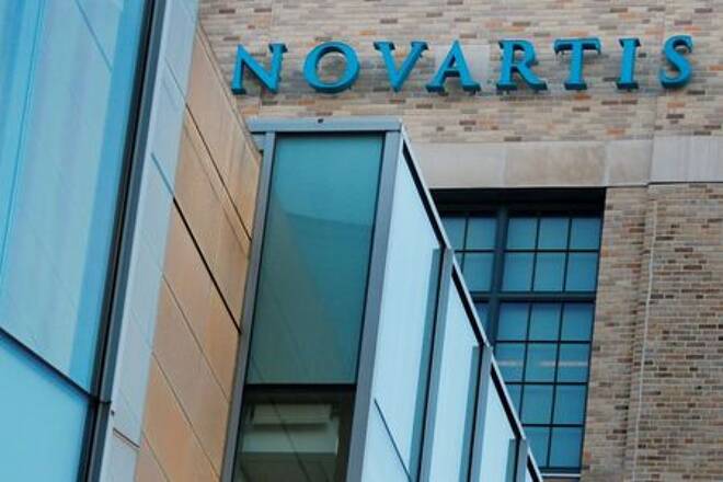A sign marks Novartis' Institutes for Biomedical Research