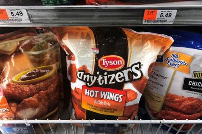 Tyson Foods brand frozen chicken wings are pictured