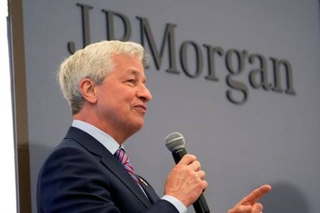 JP Morgan CEO Jamie Dimon delivers a speech