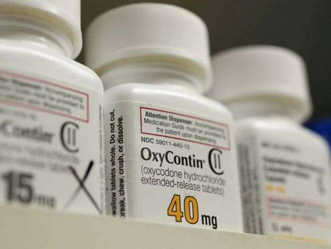 FILE PHOTO: Bottles of prescription painkiller OxyContin made by Purdue Pharma LP sit on a shelf at a local pharmacy in Provo