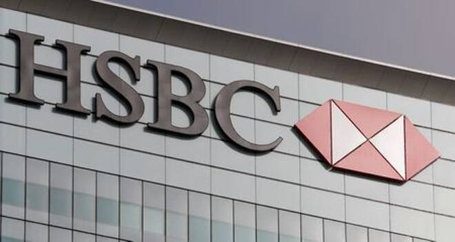 The HSBC logo is seen at their offices