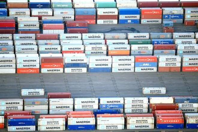 Containers are seen at a terminal in the port of Hamburg