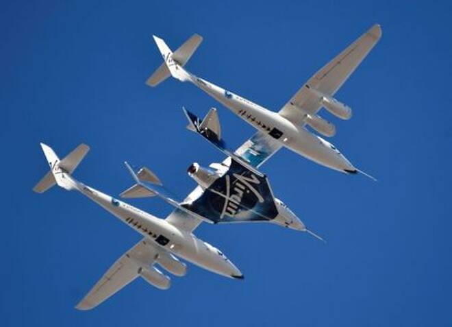 Virgin Galactic rocket plane, the WhiteKnightTwo carrier airplane,