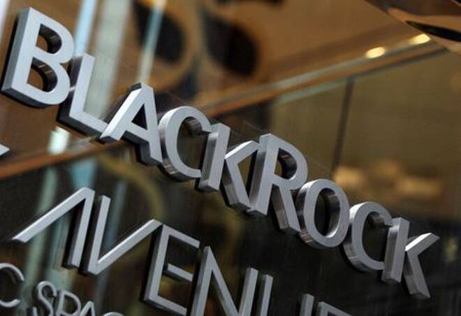 The BlackRock logo is seen outside of its