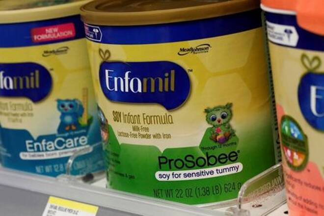 Mead Johnson's product Enfamil baby formula are displayed