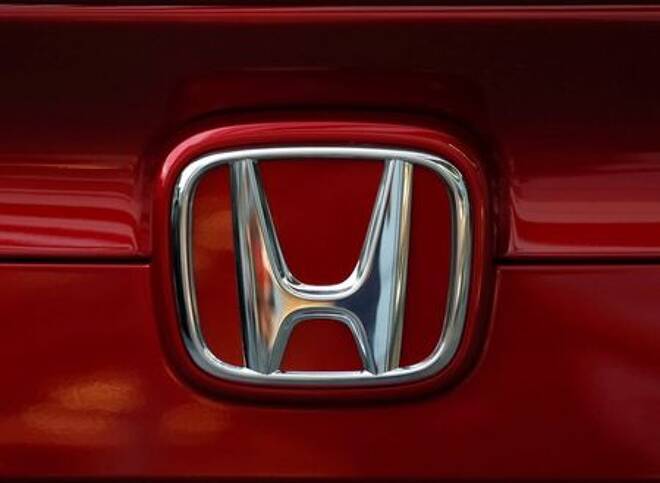 Honda Motor's logo is seen on Civic sedan car at