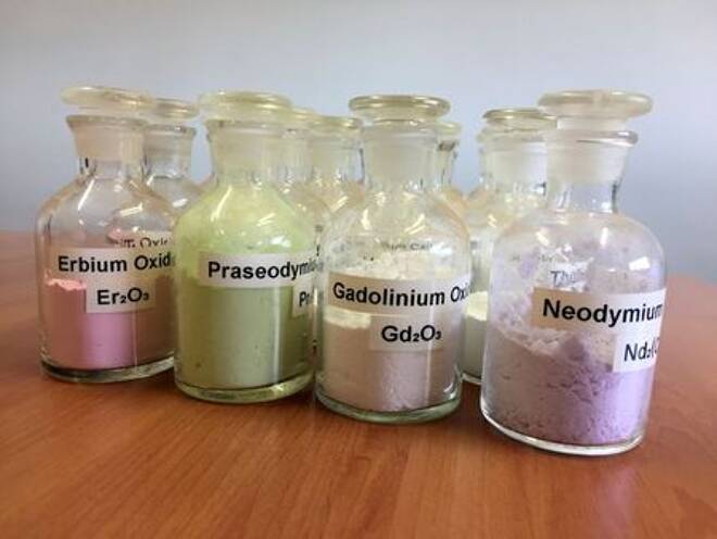 Jars containing rare earth minerals produced by Australia's