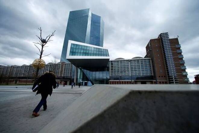 European Central Bank (ECB) headquarters building is seen