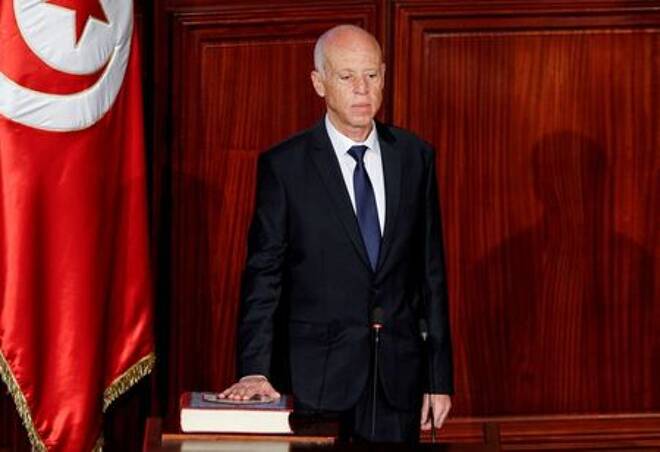 Tunisian President Kais Saied takes the oath of