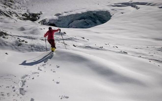 FILE PHOTO: Austrian glaciologists explore cavity of disintegrating glacier near Galtuer