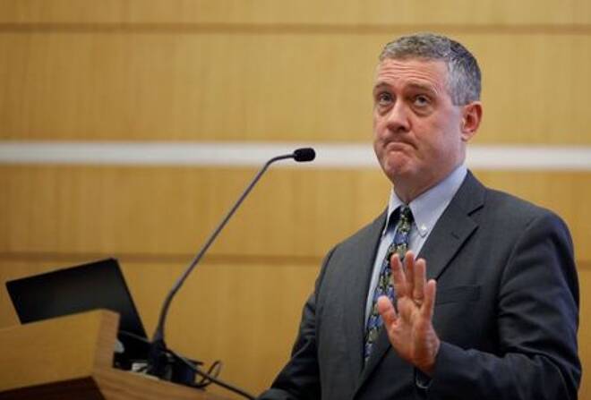 FILE PHOTO: St. Louis Federal Reserve Bank President James Bullard speaks at a public lecture in Singapore