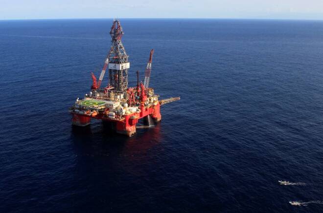 Plataforma marítima de petróleo no Golfo de México.
