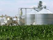 Silos de grãos em unidade de produção de etanol de