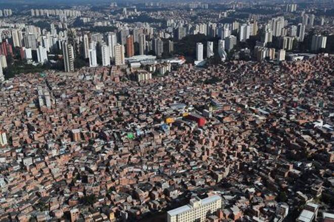 Vista aérea da favela de Paraisópolis, em São Paulo.