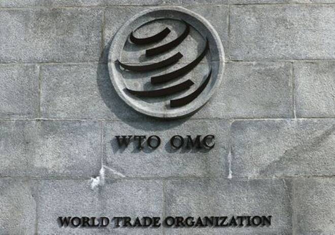 Logo da OMC na sede da organização em Genebra