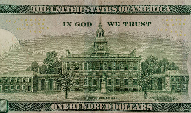 US 100 dollar bill close up, USA federal fed reserve note fragme