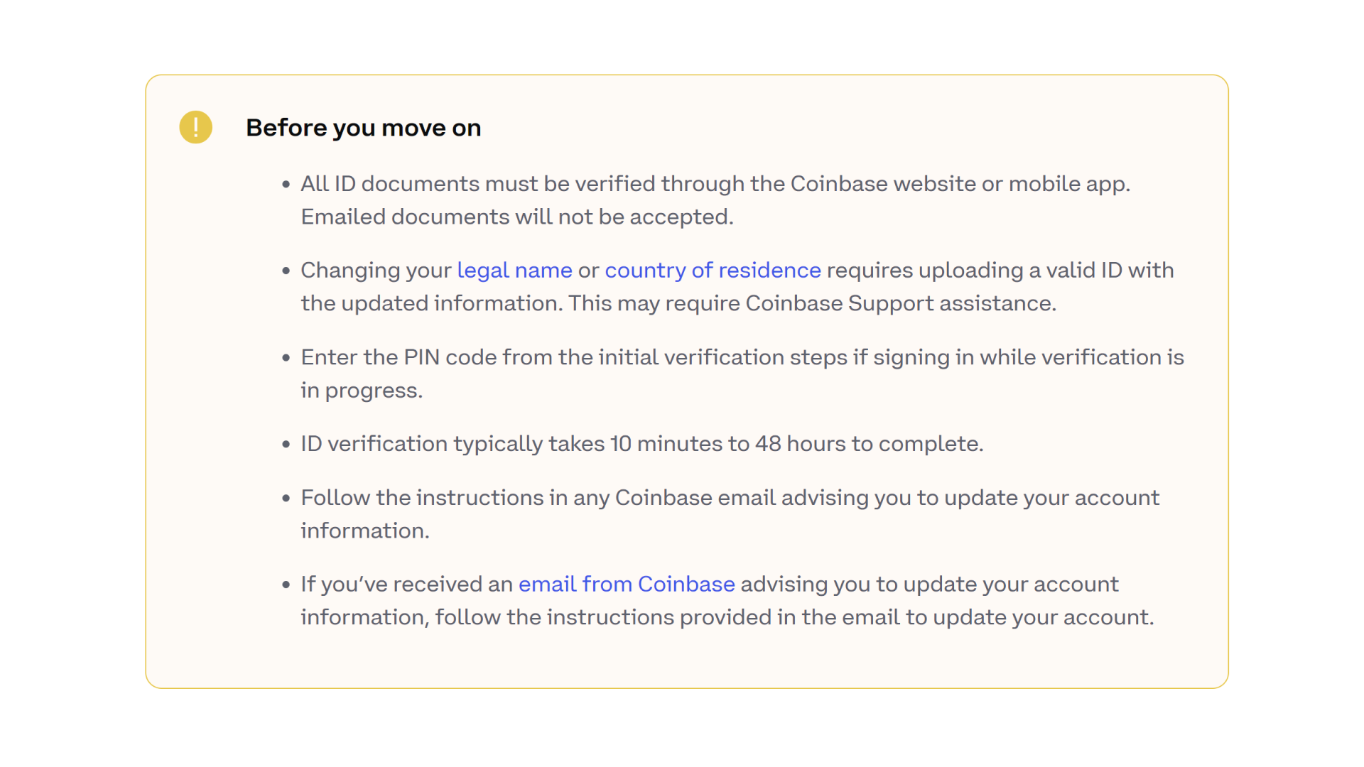 Reglas del KYC de Coinbase