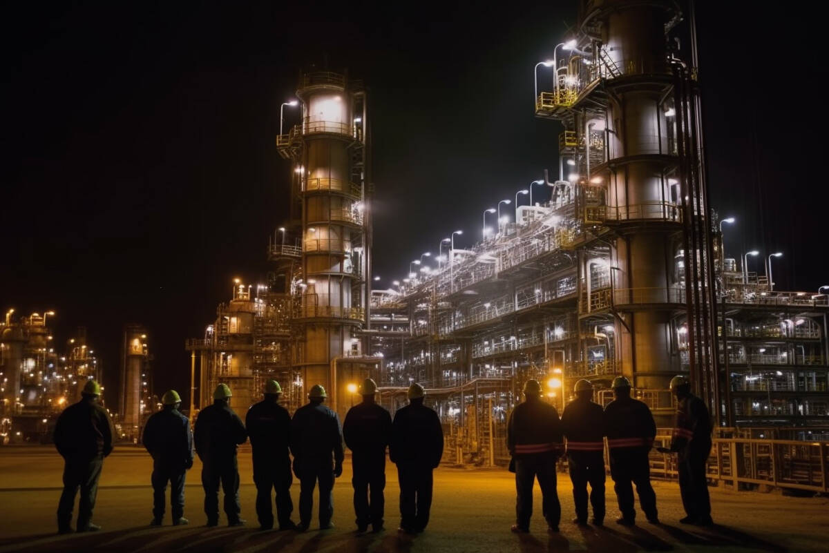 Trabajadores en planta de gas natural. FX Empire