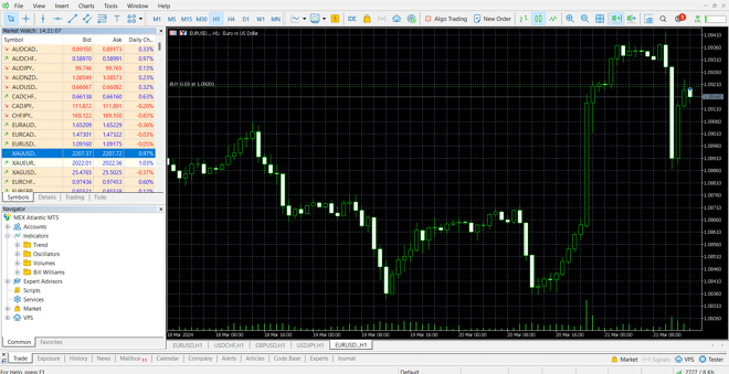 Panel principal de MetaTrader 5