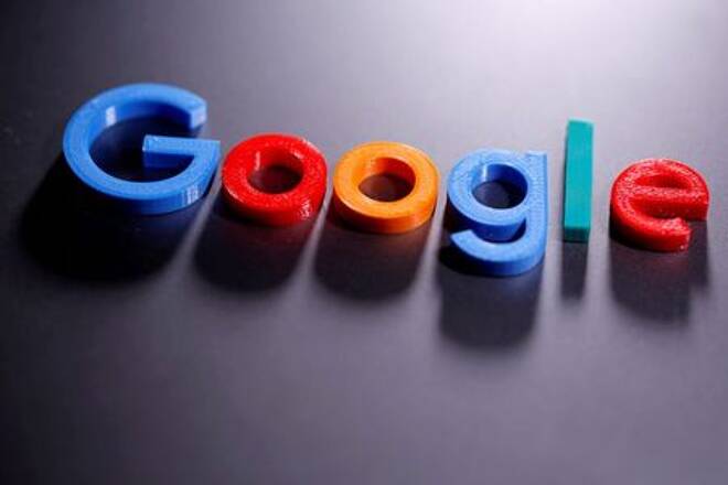 Foto de archivo de una impresion en 3D del logo de Google