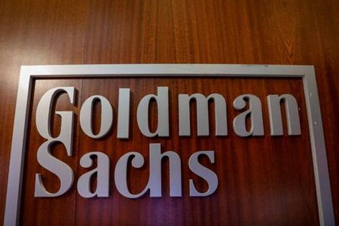 Imagen de archivo del logo de la compañía Goldman Sachs en el sector de la compañía en la Bolsa de Valores de Nueva York