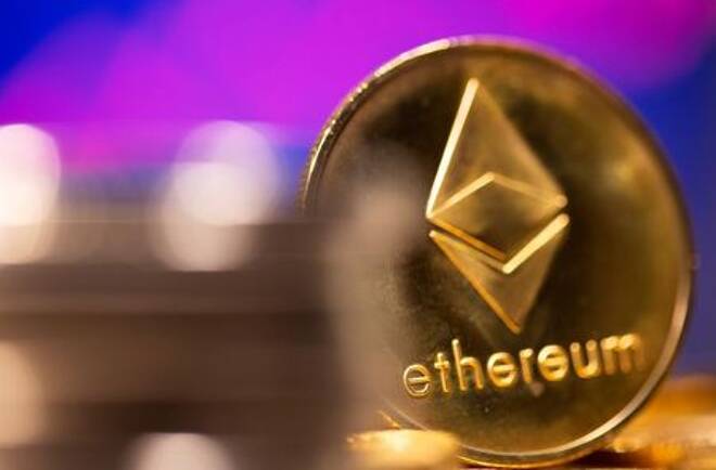 FILE PHOTO: A representation of virtual currency Ethereum is seen in front of a stock graph in this illustration