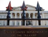 Foto de archivo. Cartel en el Departamento del Tesoro de los Estados Unidos, en Washington.
