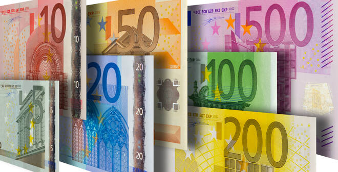 flying euro banknotes