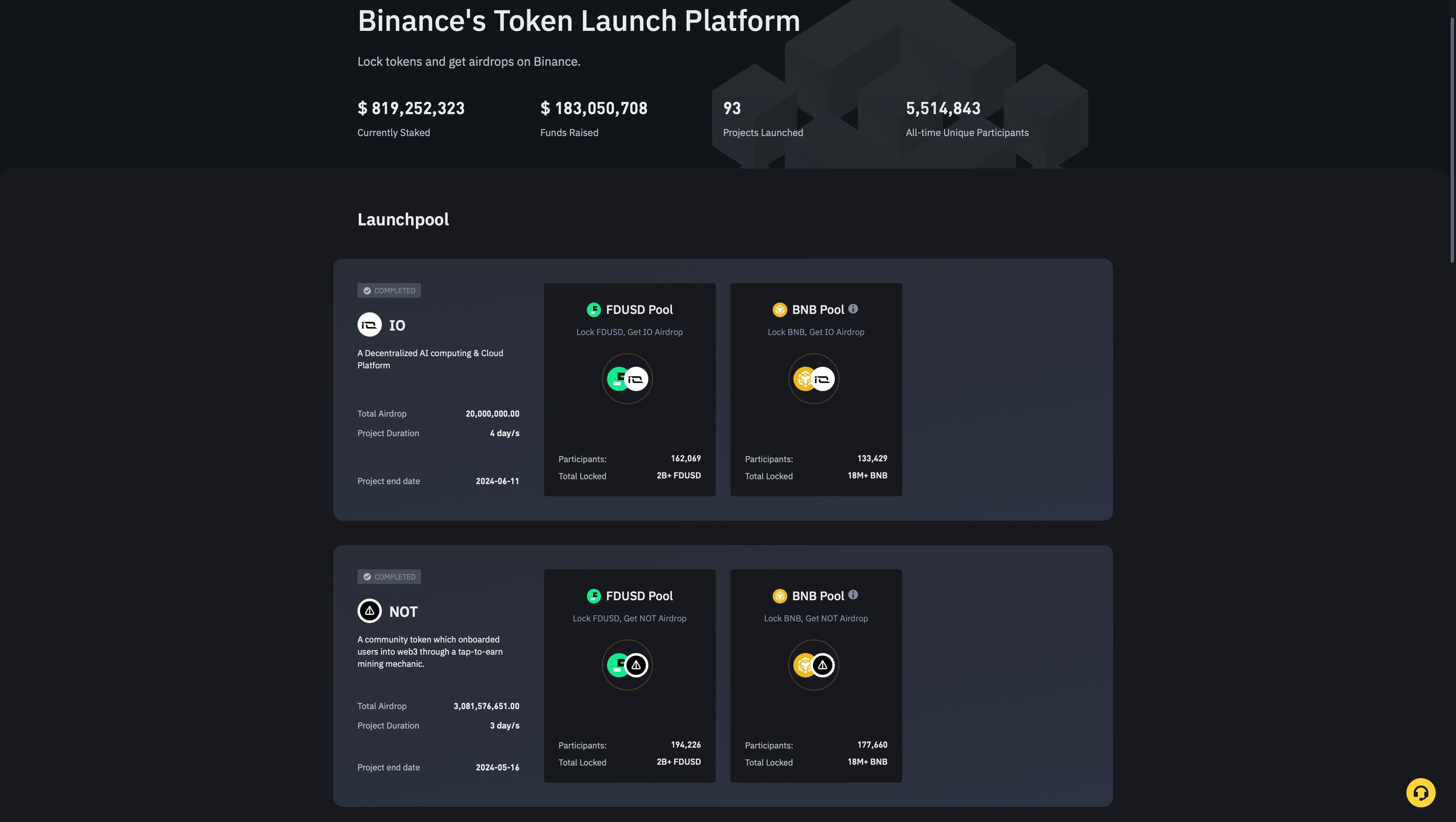 Plataforma de lanzamiento de tokens de Binance