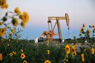 FOTO DE ARCHIVO: Un balancín petrolero opera en un pozo arrendado por Devon Energy Production Company cerca de Guthrie, Oklahoma
