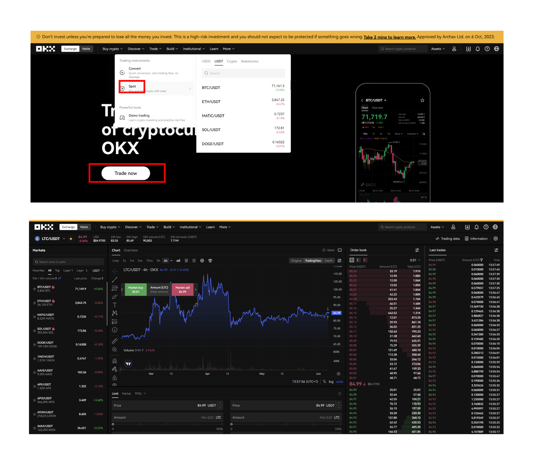 Interfaz de trading y cómo acceder a ella