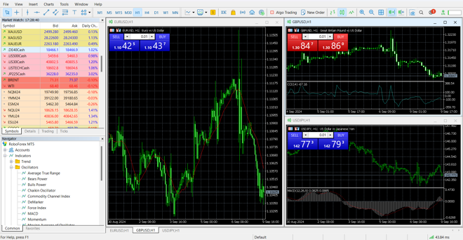 Panel principal de MetaTrader 5