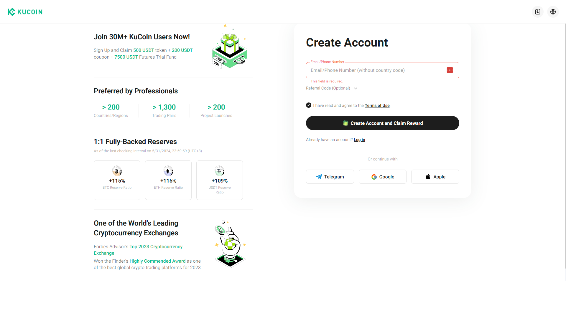 KuCoin offre diversi metodi semplici e veloci per registrarti