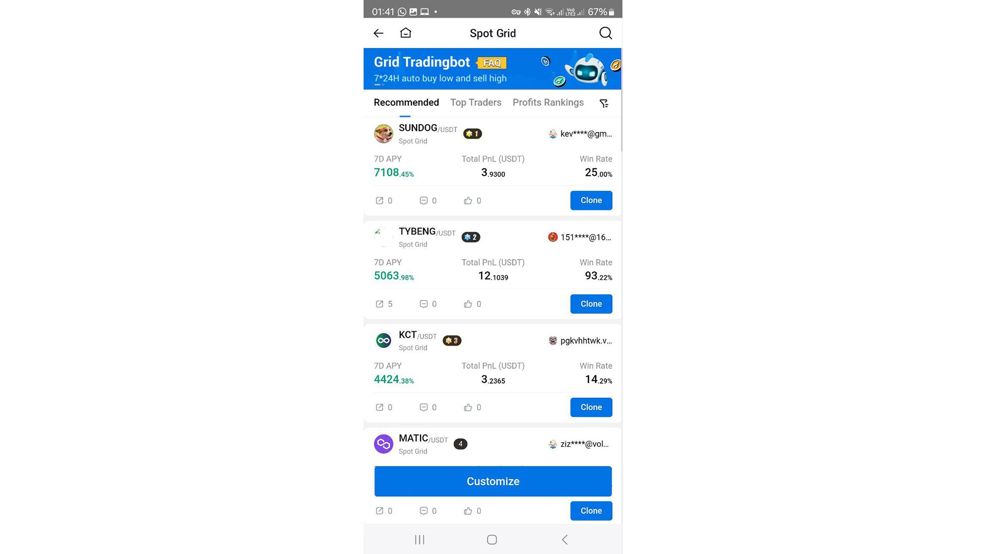 L’app HTX permette di creare bot basati sulle strategie di altri trader