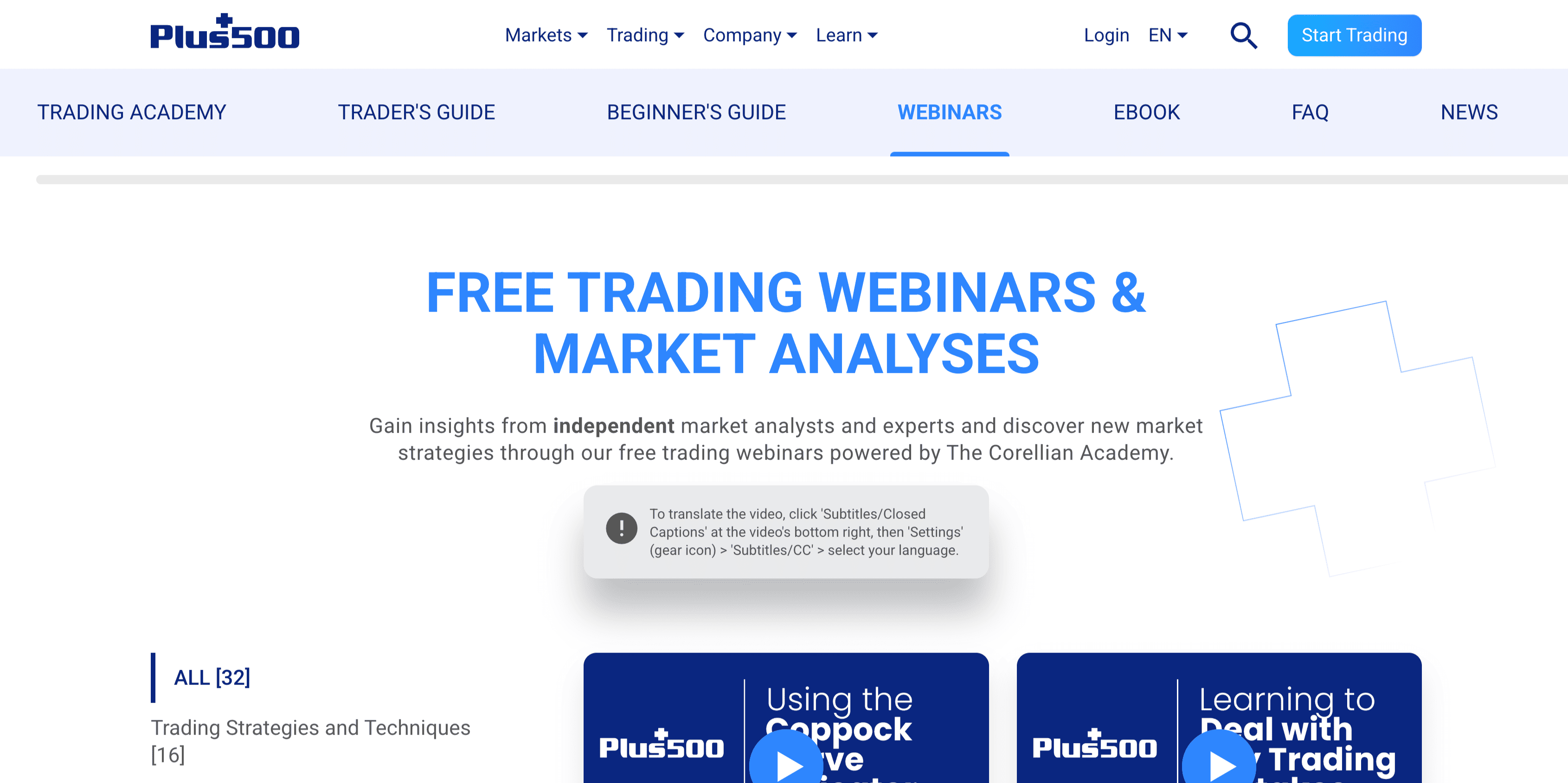 I webinar di Plus500